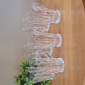 STUNNING Clear Glass Demitasse Mugs With Gold Tone Detail, Set of 6 Mugs